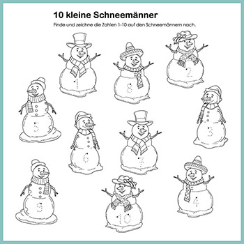 Schneemann 1-10 Zahlen-Nachspuren