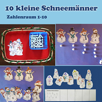 10 kleine Schneemänner – Zahlen 1-10