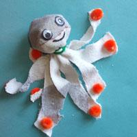 Socken Oktopus Krake Tintenfisch basteln fur Kinder